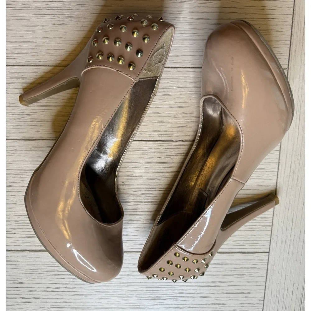 Steve Madden P-Eden‎ Women's Nude Beige Gold Studded 4